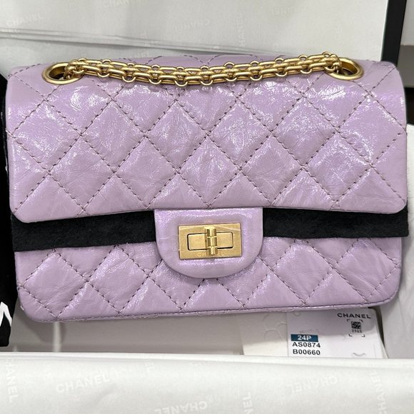 CHANEL 24P LAVENDER CALFSKIN MINI REISSUE 2.55 BAG GOLD HW - Picture 3 of 15